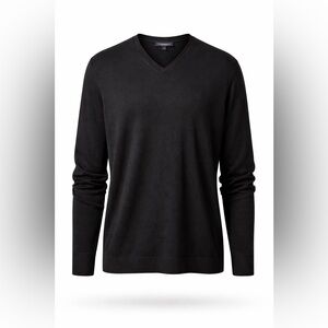 Banana Republic Silk Cashmere V-Neck Sweater Men’s XL Black Quiet Luxury